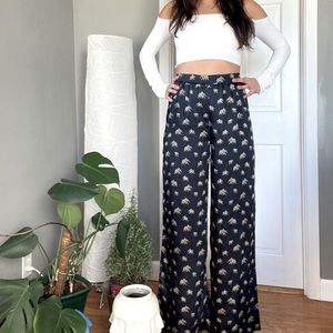Wide leg trouser pants in elephant print